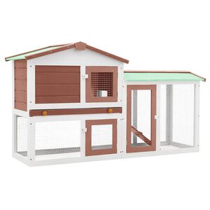 vidaXL Suuri kanin ulkokoppi ruskea ja valkoinen 145x45x84 cm puu
