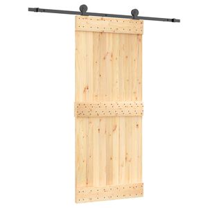 vidaXL Liukuovi 85 x 210 cm Massiivinen m&auml;nty (k&auml;sittelem&auml;t&ouml;n)