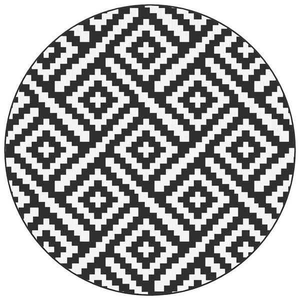 vidaXL Ulkomatto ARAKIL musta ja valkoinen Ø200 cm PP