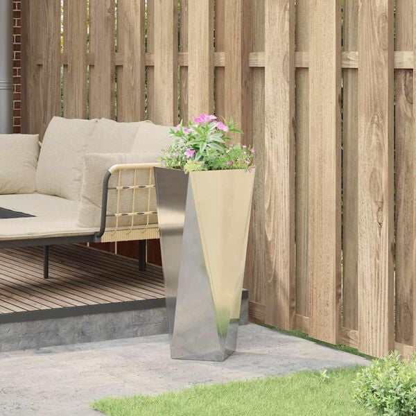 vidaXL Kukkalaatikko Hopea 30 x 30 x 75 cm Galvanoitu ter&auml;s