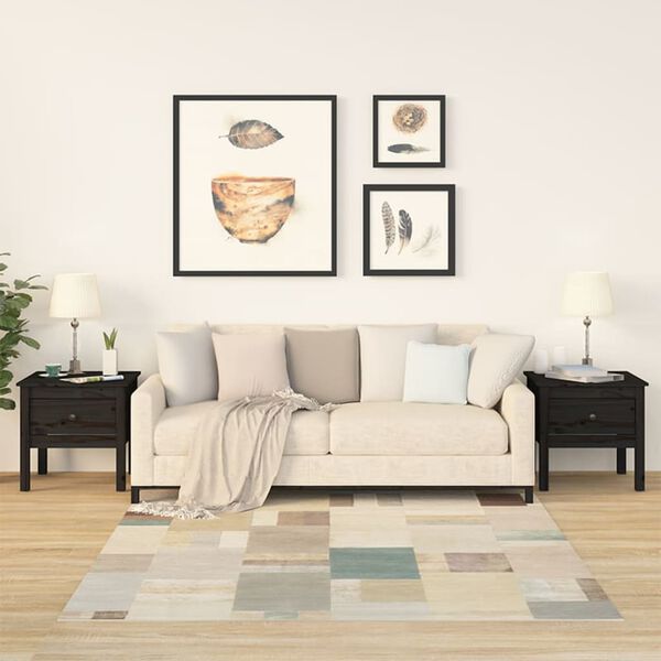 vidaXL Sivup&ouml;yd&auml;t 2 kpl musta 50x50x49 cm t&auml;ysi m&auml;nty