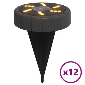 vidaXL Maavalo aurinkopaneeli / maapiikki 12 kpl lämmin valkoinen