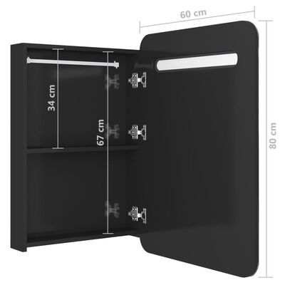 vidaXL LED kylpyhuoneen peilikaappi kiiltävä musta 60x11x80 cm
