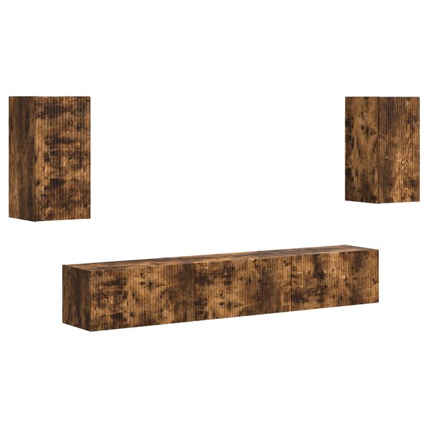 vidaXL TV-tasosetti Sein&auml;kiinnitett&auml;v&auml; 5 pcs Savup&auml;hkin&auml; Tekninen puu