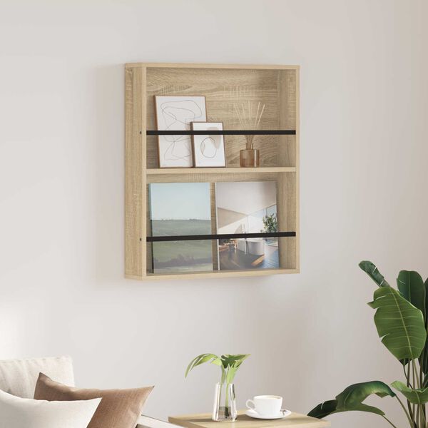 vidaXL Lehtiteline hyllyll&auml; Sonoman tammi 60 x 12 x 70 cm Tekninen puu