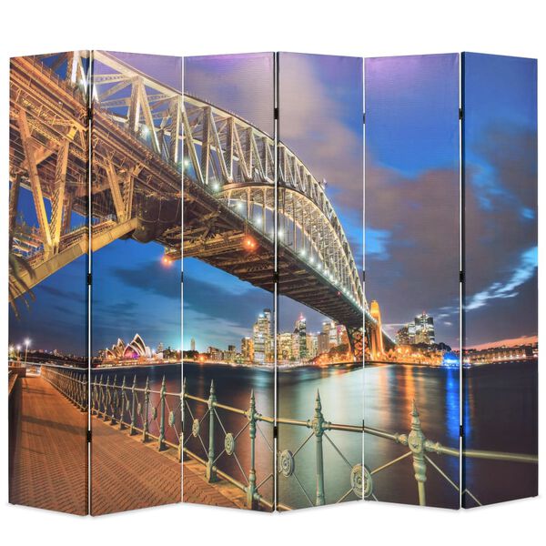 vidaXL Taitettava huoneenjakaja 228x170 cm Sydney Harbour Bridge