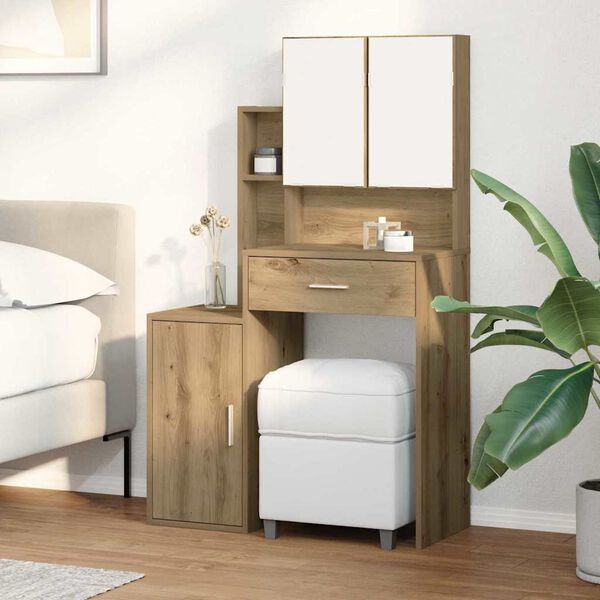 vidaXL Meikkip&ouml;yt&auml; ovella Artisan tammi 80 x 35 x 132 cm Tekninen puu