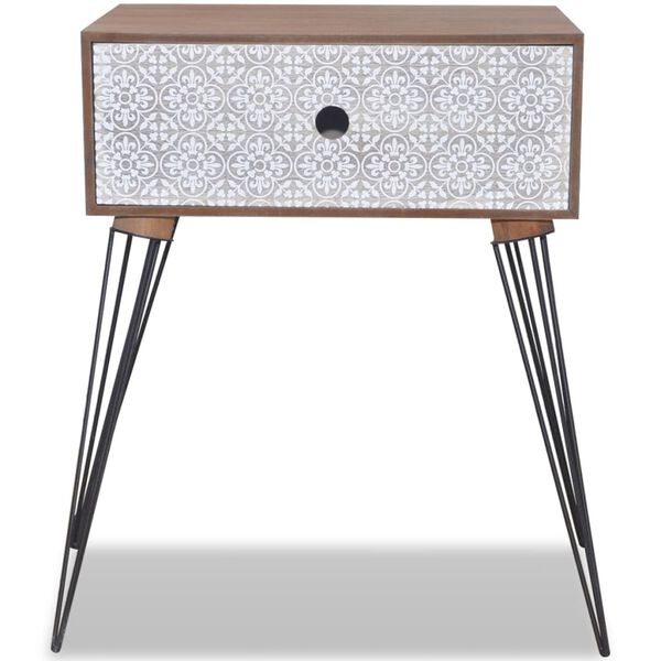 vidaXL Y&ouml;p&ouml;yt&auml; 1 laatikolla ja koristekuviolla suorakaide ruskea