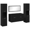 vidaXL Kylpyhuonekalustesetti ovella 4 pcs Musta tammi. Tekninen puu
