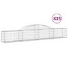 vidaXL Kaarevat kivikorit 15 kpl 300x30x40/60 cm galvanoitu rauta