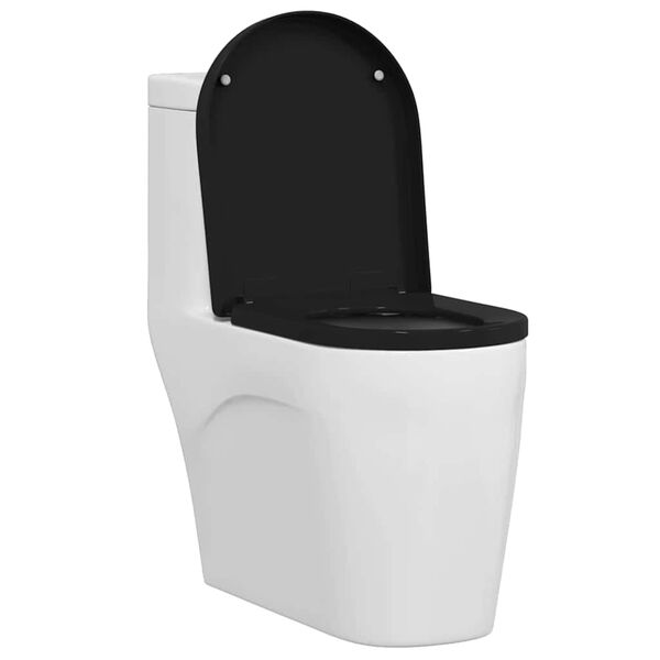 vidaXL WC-istuin S&auml;&auml;dett&auml;v&auml; Musta 48 x 36,5 x 4,5 cm Polypropeeni