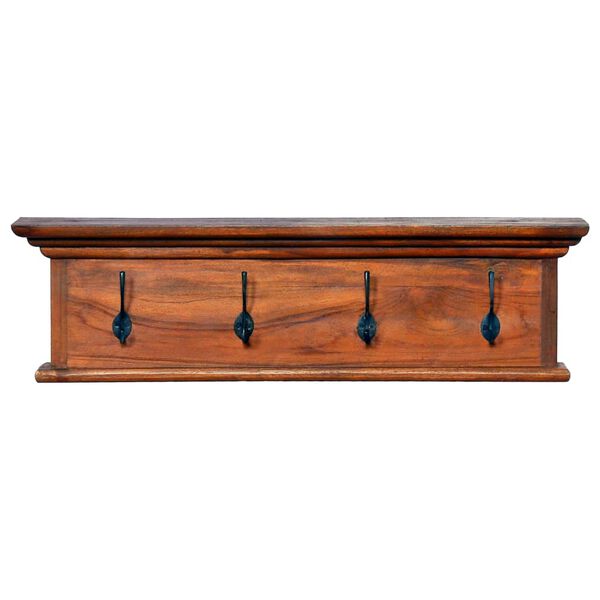 vidaXL Sein&auml;lle kiinnitett&auml;v&auml; naulakko 70x10x20 cm t&auml;ysi tiikki