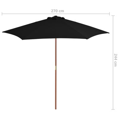 vidaXL Aurinkovarjo puurunko musta 270 cm