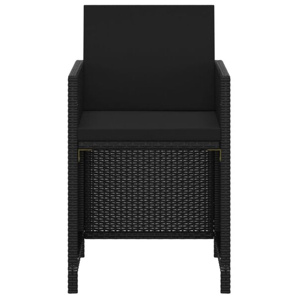 vidaXL 3-osainen Puutarharuokailuryhm&auml; tyynyill&auml; polyrottinki musta