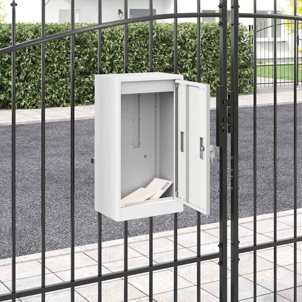 vidaXL Postilaatikko Valkoinen 30 x 23 x 55 cm Teräs