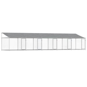 vidaXL Koiranh&auml;kki katolla ja ovilla harmaa 10x2x2 m galvanoitu ter&auml;s