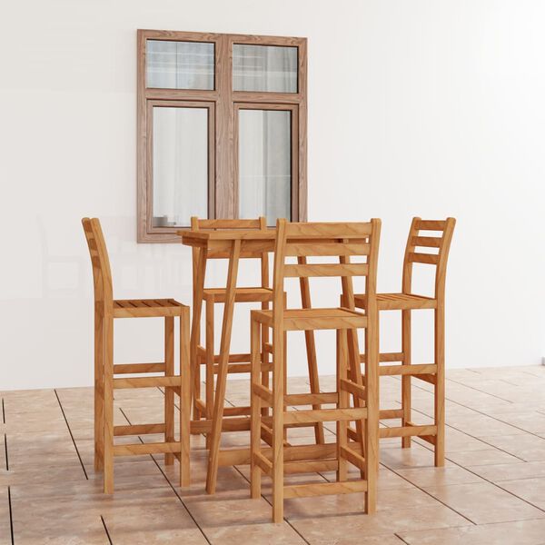 vidaXL 5-osainen ulkotilojen baariryhmä täysi akaasiapuu