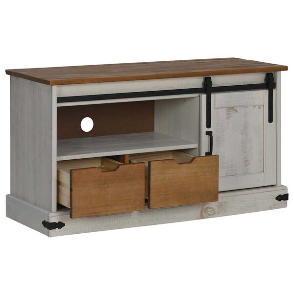 vidaXL TV-kaappi HALDEN liukuovella valkoinen 110x40x60 cm