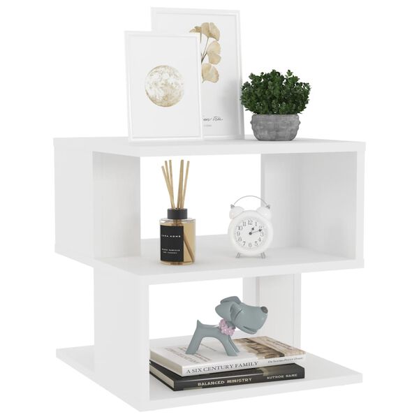 vidaXL Sivupöytä valkoinen 40x40x40 cm teknisestä puusta