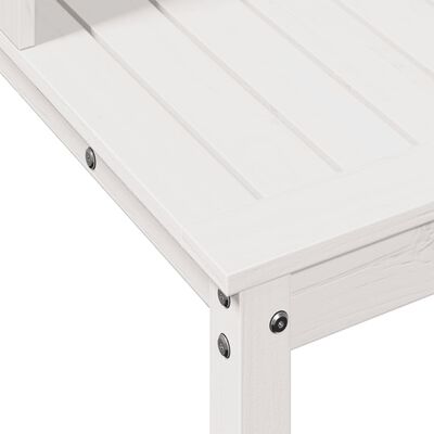 vidaXL Ruukutuspöytä hyllyllä valkoinen 108x50x109,5 cm täysi mänty