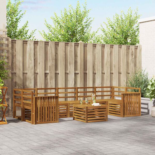 vidaXL Sohvasarjat 8 pcs Luonnollinen Tihe&auml; akasiapuu