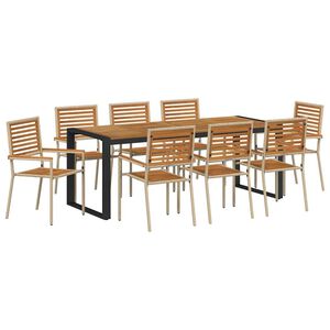 vidaXL Piharuokailu setti 9 pcs Beige ja Ruskea polyrottinki