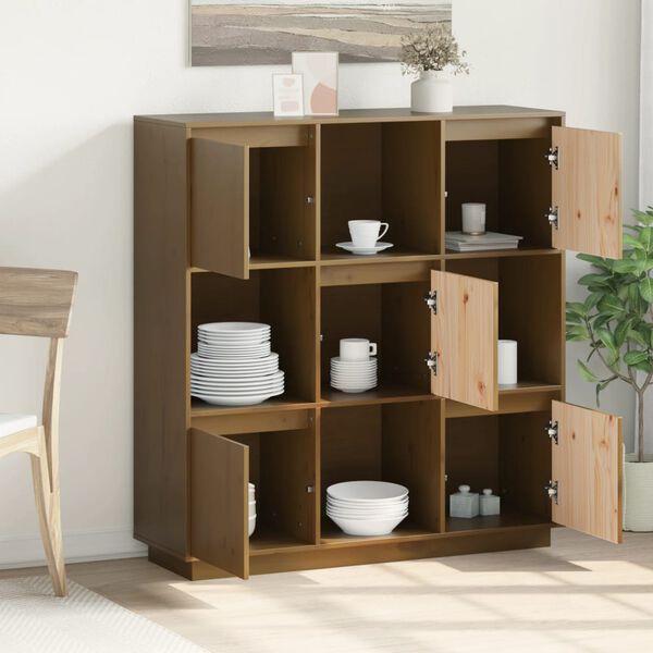 vidaXL Kaappi hunajanruskea 110,5x35x117 cm täysi mänty