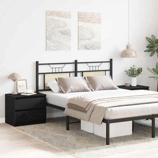 vidaXL Y&ouml;p&ouml;yt&auml;kaappi 2 pcs Musta tammi. 50 x 40 x 43,5 cm Tekninen puu