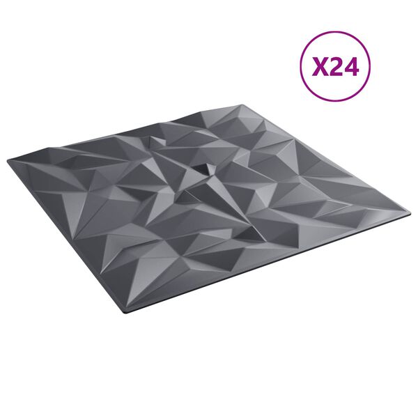 vidaXL Sein&auml;paneelit 24 pcs Ametistiharmaa 50 x 50 cm XPS Vaahdon