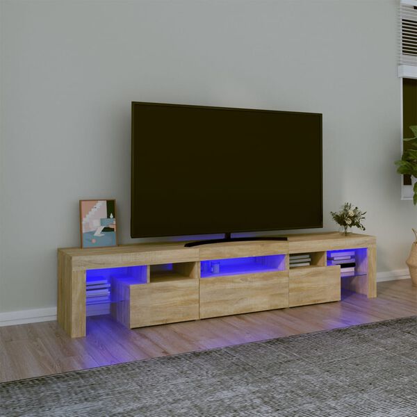 vidaXL TV-taso LED-valoilla Sonoma-tammi 200x36,5x40 cm