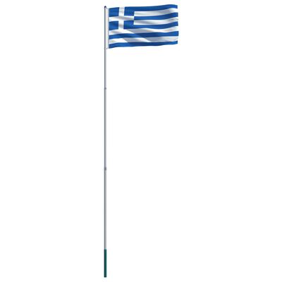 vidaXL Kreikan lippu ja tanko alumiini 6 m
