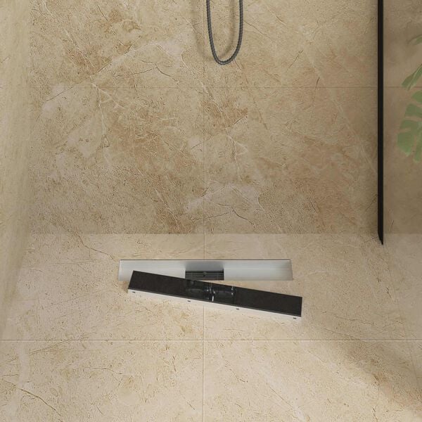 vidaXL Suihkuviem&auml;ri lasikannella Musta 50 cm Ruostumaton ter&auml;s 304