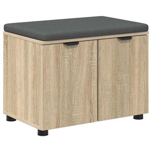 vidaXL Halli penkki tyynyll&auml; hyllyll&auml; Sonoman tammi 60 x 38 x 46 cm