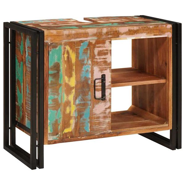 vidaXL Kylpyhuoneen allaskaappi Kierrätetty täysipuusta ja raudasta