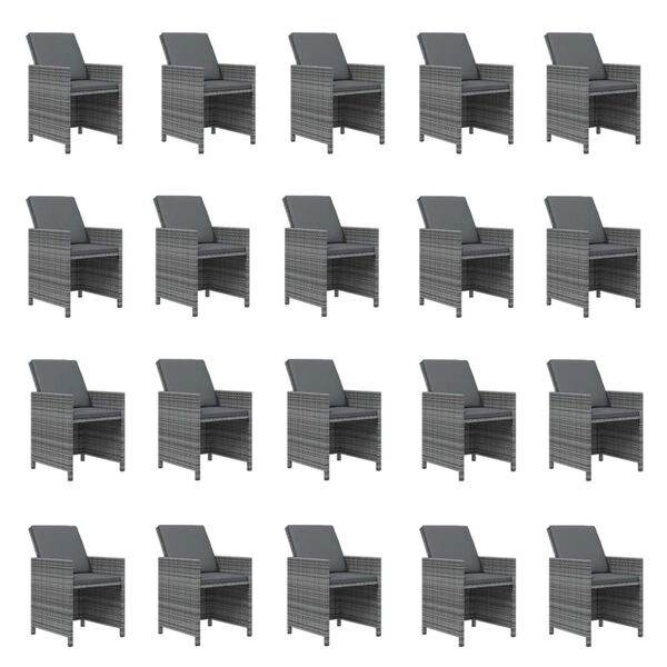 vidaXL 21-osainen Ulkoruokaryhm&auml; tyynyill&auml; harmaa polyrottinki