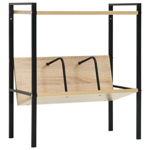 vidaXL 2-tasoinen Kirjahylly musta ja tammi 52x28x59 cm tekninen puu