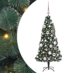 vidaXL Koe-valosarja, jouluinen muovipuu pallosarjalla Vihre&auml; 120 cm