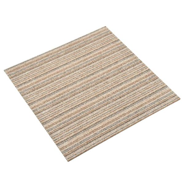 vidaXL Tekstiililaatta 20 kpl 5 m² 50x50 cm raidallinen beige