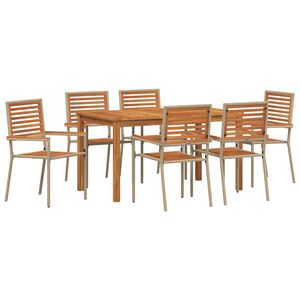 vidaXL Piharuokailu setti 7 kpl Beige Tihe&auml; akasiapuu