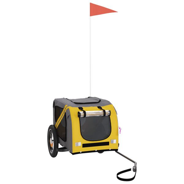 vidaXL Lemmikinkuljetuskärry polkupyörään keltaharmaa kangas ja rauta