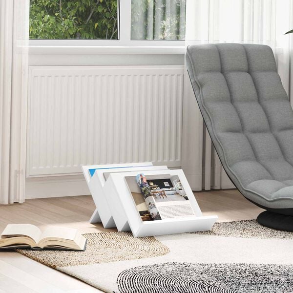 vidaXL Lehtiteline hyllyll&auml; Valkoinen 53 x 40 x 28.5 cm Tekninen puu