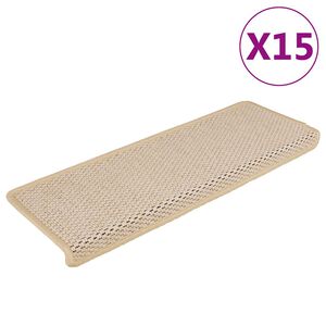 vidaXL Itsekiinnittyv&auml;t porrasmatot sisaltyyli 15 kpl 65x21x4 cm Berber