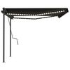 vidaXL Sis&auml;&auml;nkelattava markiisi LED/tuulisensori 4x3,5 m antrasiitti