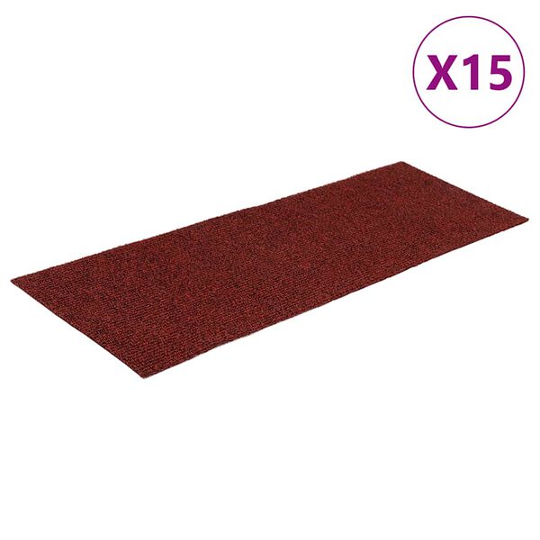 vidaXL Porrasmatot itseliimautuvat 15 kpl 60x25 cm viininpunainen suorakaiteen muotoinen