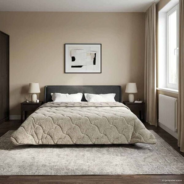 vidaXL Koko Vuoden Peitto Quiltottu Vaaleanharmaa 200 x 220 cm