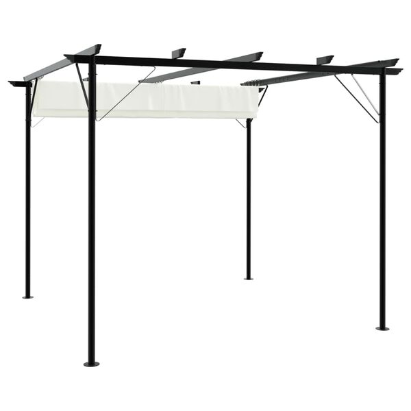 vidaXL Pergola sisäänvedettävällä katolla kermanvalkoinen 3x3 m teräs
