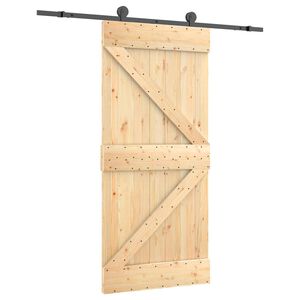 vidaXL Liukuovi 95 x 210 cm Massiivinen m&auml;nty (k&auml;sittelem&auml;t&ouml;n)