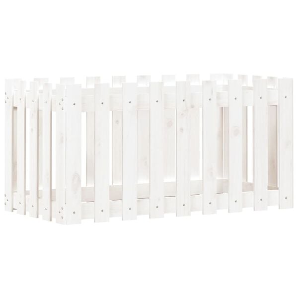 vidaXL Kukkalaatikko aitamuotoilu valkoinen 100x50x50 cm täysi mänty