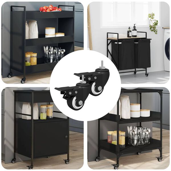 vidaXL Py&ouml;r&auml;t 2 pcs Musta M6 x 37 mm Rautaa ja nailonia