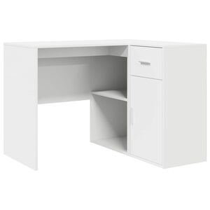 vidaXL Kulmap&ouml;yt&auml; laatikon kanssa hyllyll&auml; Valkoinen 102 x 88 x 75 cm